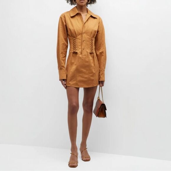 A.L.C. Paisley Shirt Dress Size 0 Cotton Hemp Blend Western Chic - Picture 3 of 16